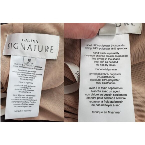 Galina Signature Black Satin Spaghetti Strap Mermaid Dress Gown Sz 18 Glam Goth - Picture 16 of 16